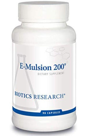 Biotics Research E-Mulsion 200 - Emulsified, Enhanced Absorption, Vitamin E, Mixed Tocopherols, Antioxidant, Cardiovascular Health, Immune Support 90 caps