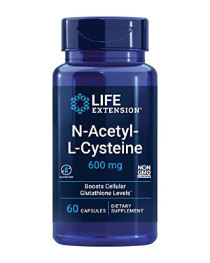 Life Extension N-Acetyl-L-Cysteine (NAC), immune, respiratory, liver health, NAC 600 mg, potent antioxidant support, free-radicals, easy to absorb, 60 capsules