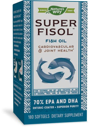 Nature's Way Super Fisol Premium Fish Oil, Sustainably Sourced, Tested for PCBs, Heavy Metals, and Impurities, 70% EPA/DHA, 180 Softgels