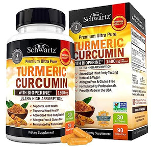 Turmeric Curcumin with BioPerine 1500mg - Natural Joint Support with 95% Standardized Curcuminoids & Black Pepper Extract