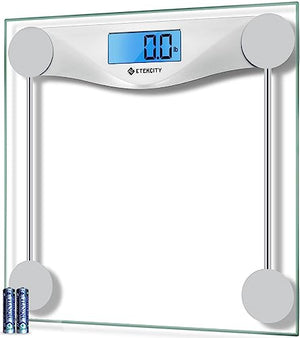 Bathroom Scale for Body Weight, Digital Weighing Machine for People, Accurate & Large LCD Backlight Display, 6mm Tempered Glass, 400 lbs