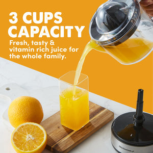 Elite Electric Citrus Juicer, Compact, Large Volume, Pulp Control, Oranges, Lemons, Limes, Grapefruits with Easy Pour Spout, 24oz, Black/Stainless Steel