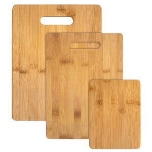 3-Piece Bamboo Cutting Board Set; 3 Assorted Sizes of Bamboo Wood Cutting Boards for Kitchen