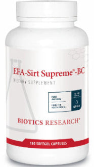 Biotics Research EFA-Sirt Supreme BC dietary supplement bottle on a white background
