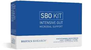 SBO Kit Intensive Gut Microbial Support packaging by Biotics Research on a clean white background