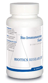 Biotics Research Bio-Immunozyme Forte dietary supplement bottle on a clean white background