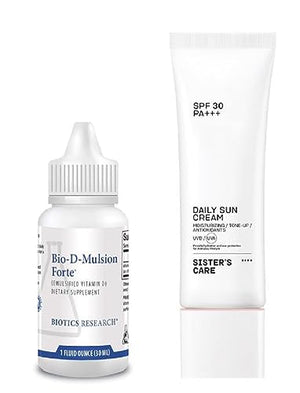 BIOTICS Research Bio D Mulsion Forte Vitamin D3 Liquid Drops for Best Absorption & Sister's Aroma Face Sunscreen Set