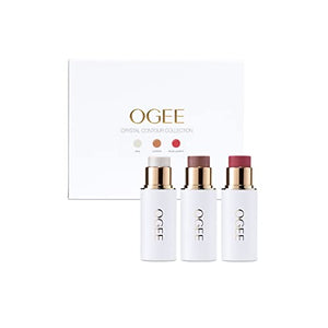Ogee Face Stick Trio - Contour Stick Makeup Collection - Certified Organic Bronzer, Blush Stick, and Highlighter Stick for a Flawless Look