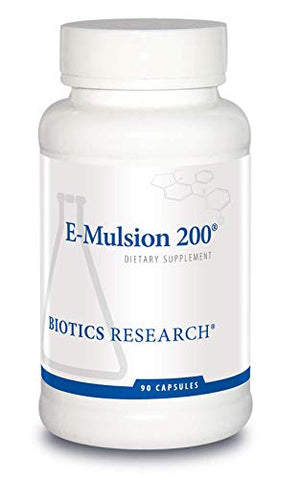Biotics Research E-Mulsion 200 - Emulsified, Enhanced Absorption, Vitamin E, Mixed Tocopherols, Antioxidant, Cardiovascular Health, Immune Support 90 caps