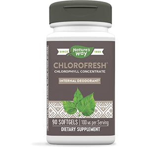 Nature's Way Chlorofresh, Liquid Chlorophyll Concentrate, Internal Deodorant*, Supports Detoxification Pathways*, 90 Softgels