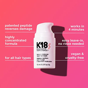 K18 Biomimetic Hairscience Mini Leave-In Molecular Repair Hair Mask 0.5 oz/ 15 mL