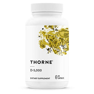 Thorne Vitamin D-5000 - Vitamin D3 Supplement - 5,000 IU - Support Healthy Bones, Teeth, Muscles, Cardiovascular, and Immune Function - NSF Certified for Sport - Dairy-Free, Soy-Free - 60 Capsules