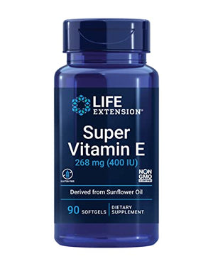Life Extension Super Vitamin E 268 mg - For Heart, Brain & Immune Health -Offers Antioxidant Protection & Promotes Inflammatory Response - Gluten Free, Non-GMO, 90 Softgels