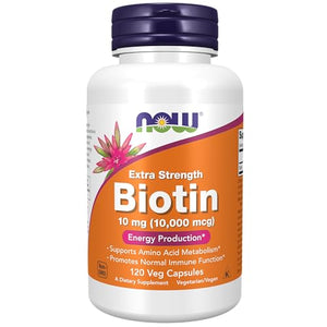 NOW Extra Strength Biotin, 10 mg (10,000 mcg), 120 Veg Capsules, Foods