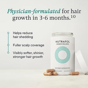 Nutrafol Women's Balance Hair Growth Supplements, Ages 45 and Up, Clinically Proven Hair Supplement for Visibly Thicker Hair and Scalp Coverage, Dermatologist Recommended - 1 Month Supply