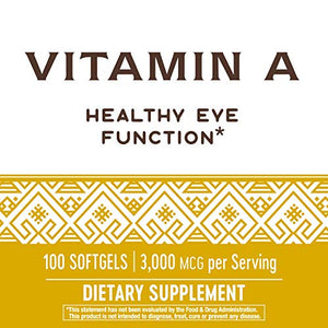 Nature's Way Vitamin A, 3,000 mcg per serving, 100 Softgels
