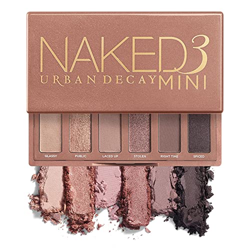 URBAN DECAY Naked3 Mini Eyeshadow Palette - Rosy Neutral Shimmers & Mattes - Pigmented Eye Makeup Palette For On the Go