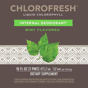 Nature's Way Chlorofresh Liquid Chlorophyll Internal Deodorant 16 Fluid Ounces, Mint Flavor, Pack of 2